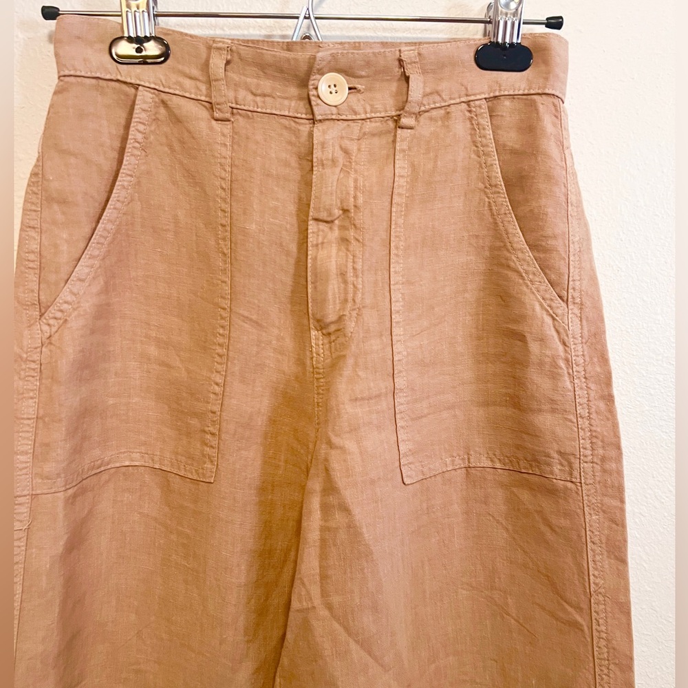 NWOT Enza Costa High waist wide leg linen pants. Size 0 / XS in oat milk - Picture 3 of 6